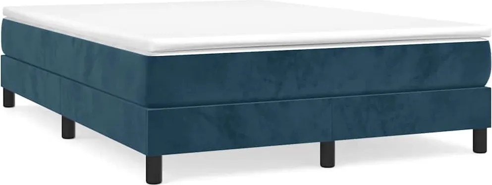 vidaXL sötétkék bársony rugós ágy matraccal 140x190 cm