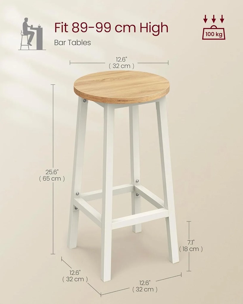 Bárszék szett, 2 db-os, konyhai bárszék,bézs és fehér tölgy színben