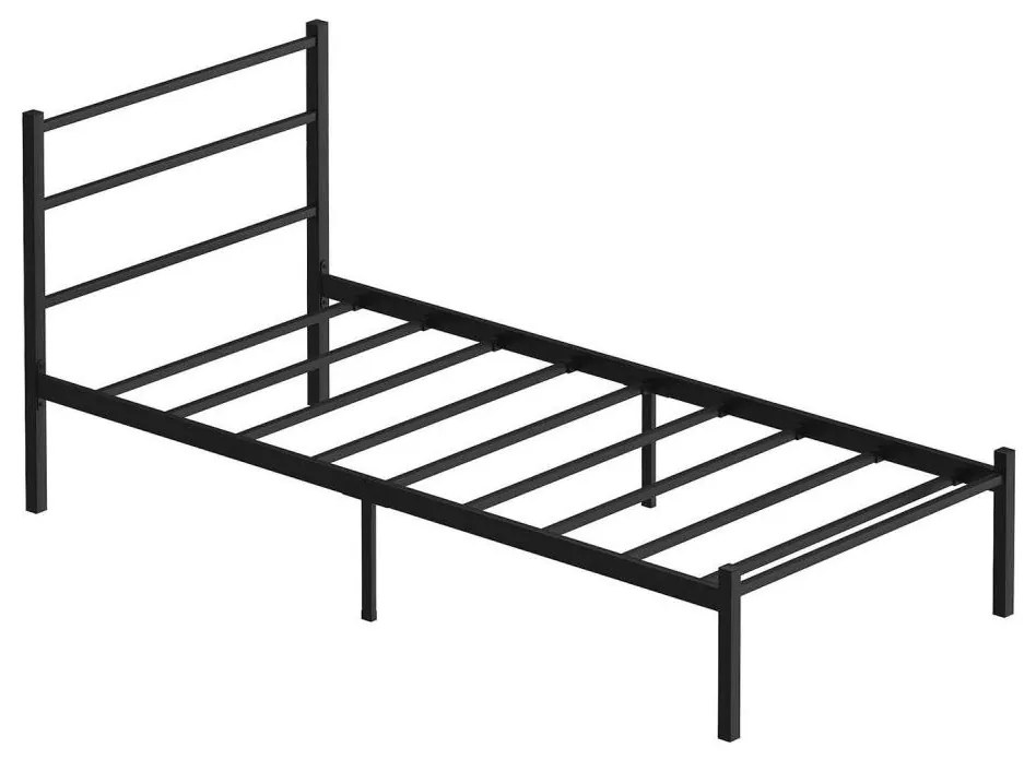 FERON fém egyszemélyes ágy 90x200 cm, fekete, teherbírás 120 kg