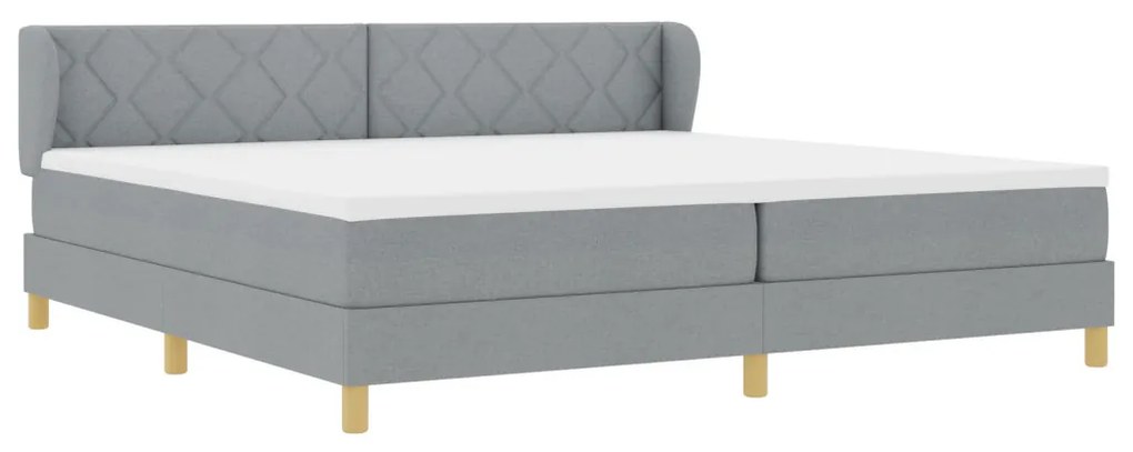 Boxspring Ágy Matrac Mellett - Világosszürke - 200x200 cm - Szövet