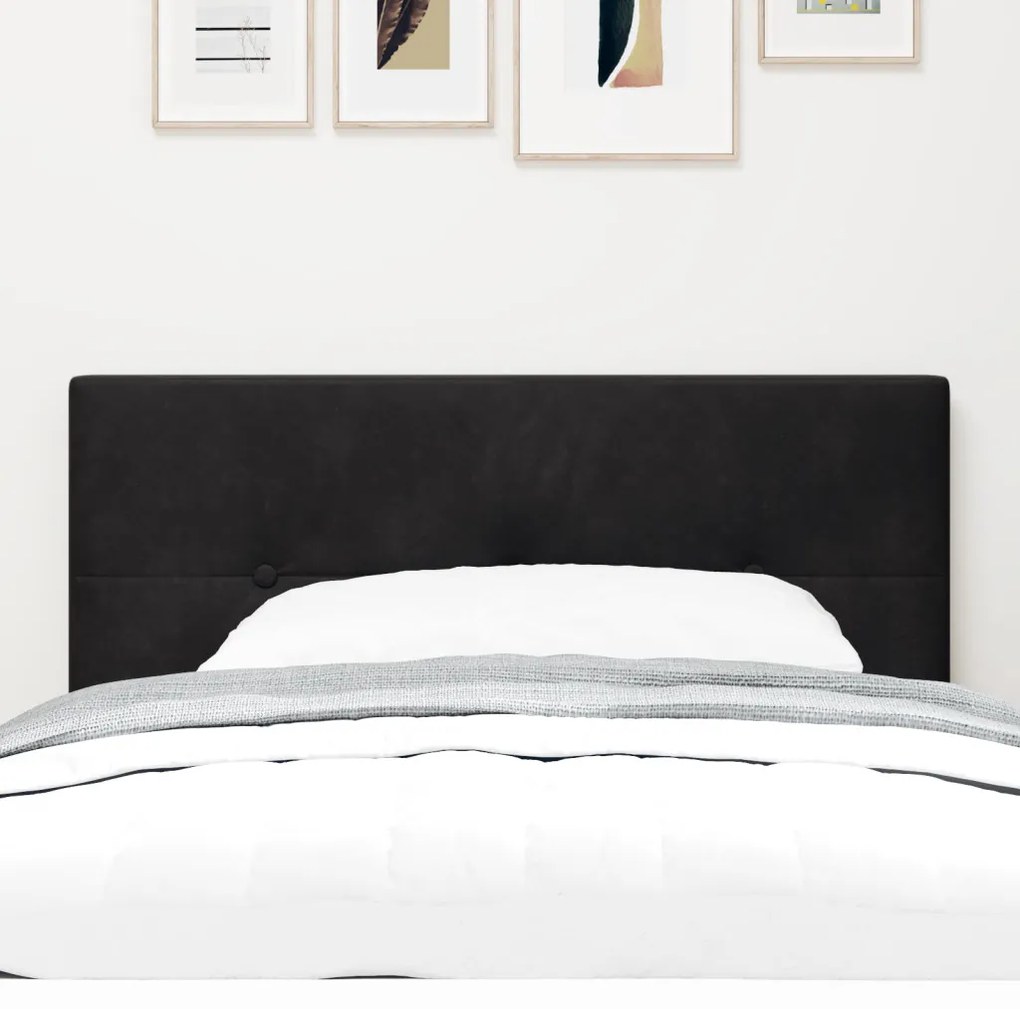 LED Fejtámla Gombos Kárpitozott Fekete 80 cm Bársony