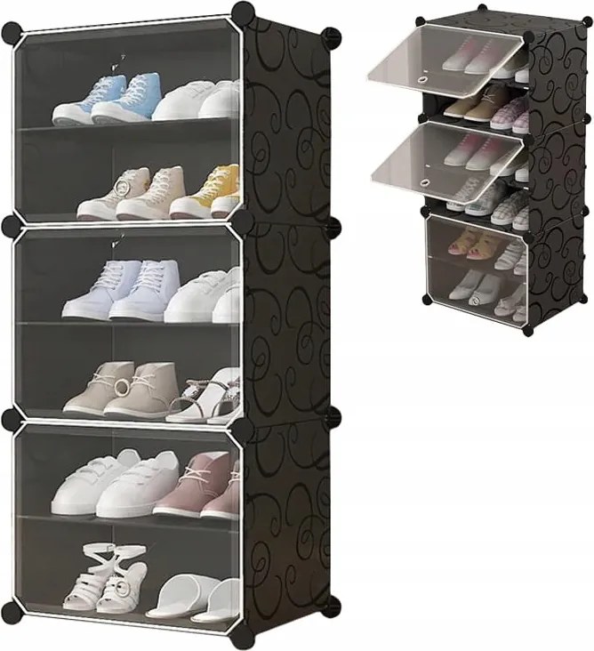 Cipőtartó polc Polcos szekrény Állvány Cipőrendező 6 polc Moduláris modul