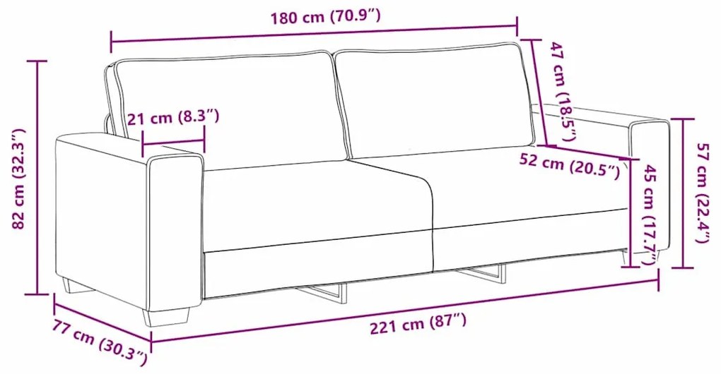 vidaXL | Kanapé | párnával párnával Bézs 221 x 77 x 82 cm Vászon