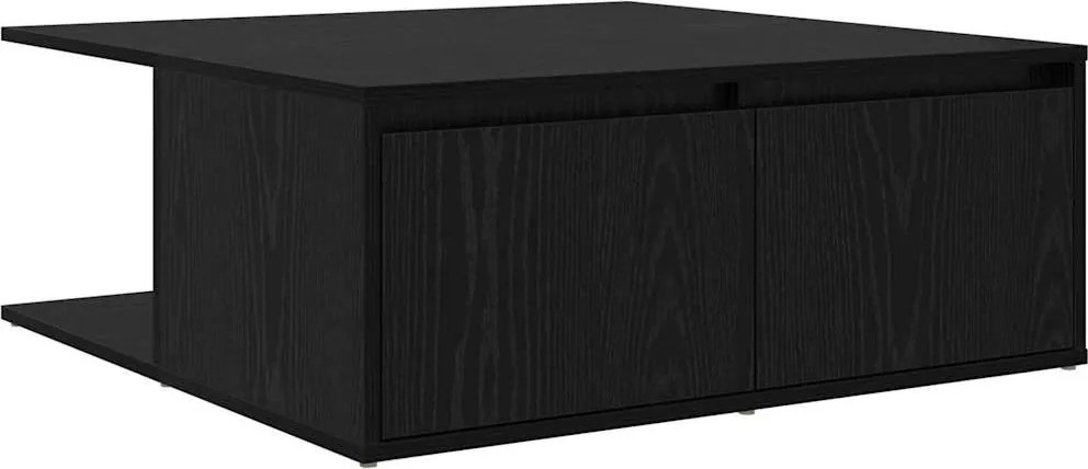 vidaXL Dohányzóasztal fiókkal Musta tammi 80 x 80 x 31 cm Faanyag