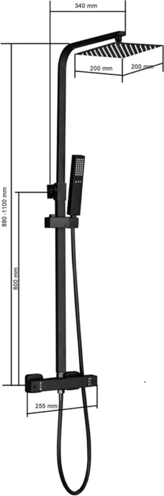 Mazama Black zuhanyszett termosztátos csapteleppel