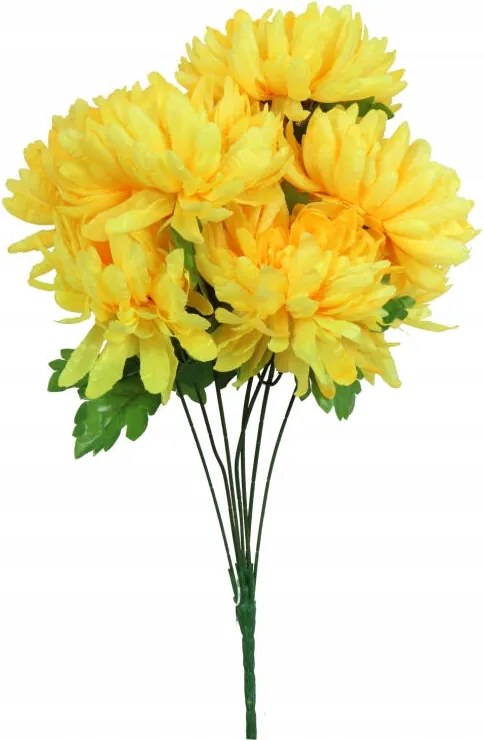 Műcsokor Krizantém 60CM Élő Sárga Asztal Erkély Terasz
