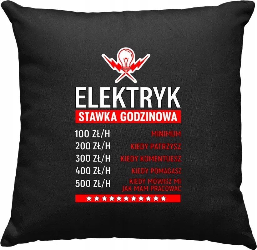 Villanyszerelő párna szakmai humor fekete