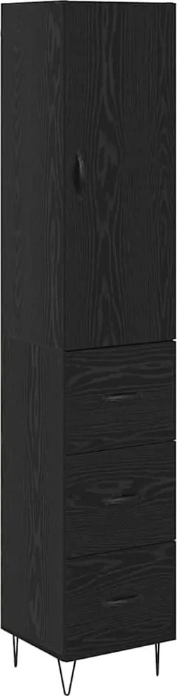 vidaXL Magasfiú fiókkal Fekete tölgy 34,5 x 34 x 90 cm Faanyag
