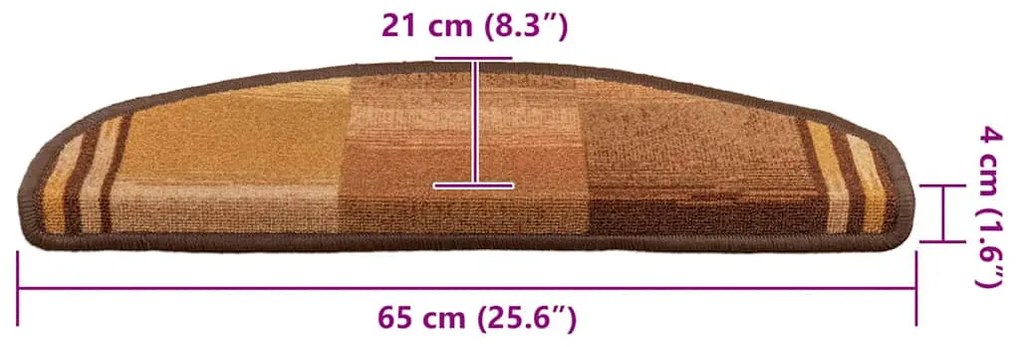 10 db barna öntapadó lépcsőszőnyeg 65x21x4 cm