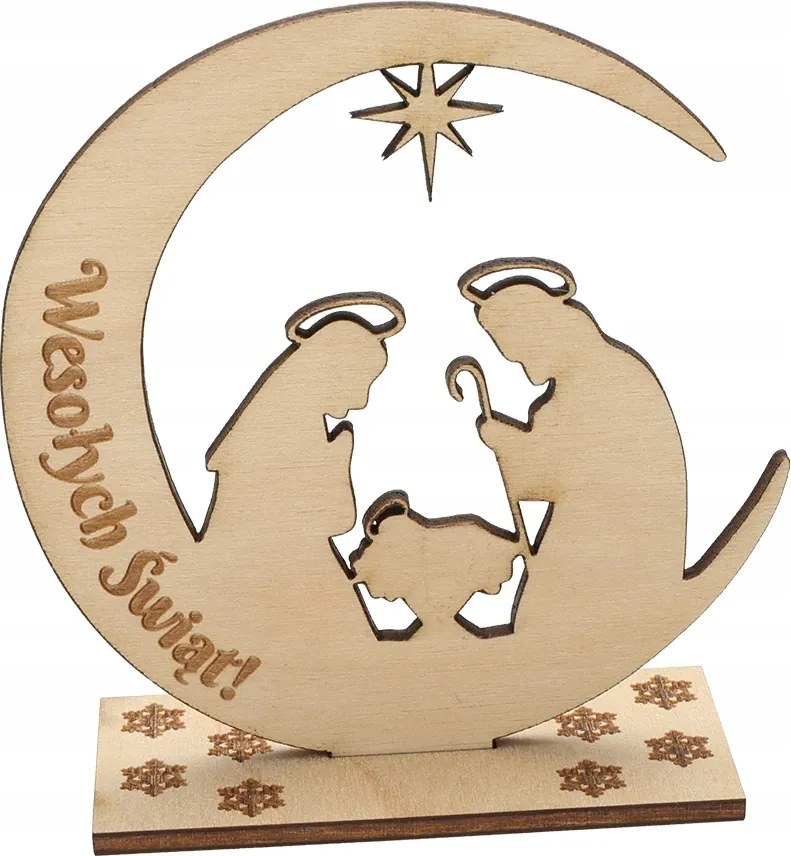 Fa Karácsonyfadísz Istálló Gravírozással Karácsony