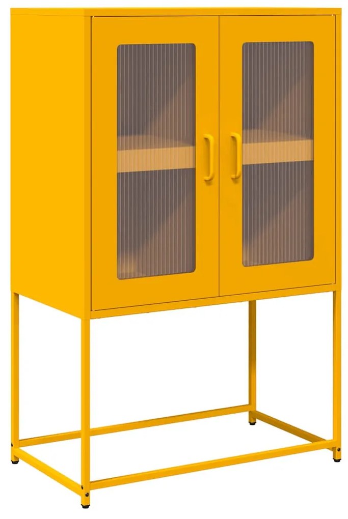 Highboard Mustársárga 68x39x107 cm Acél