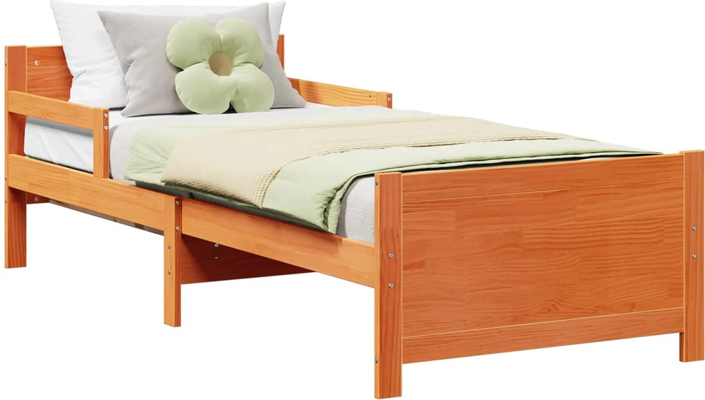 vidaXL Ágykeret fejtámlával Faggyú barna 80 x 200 cm Faanyag
