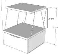 Éjjeliszekrény TEKOBA 52x42 cm fehér