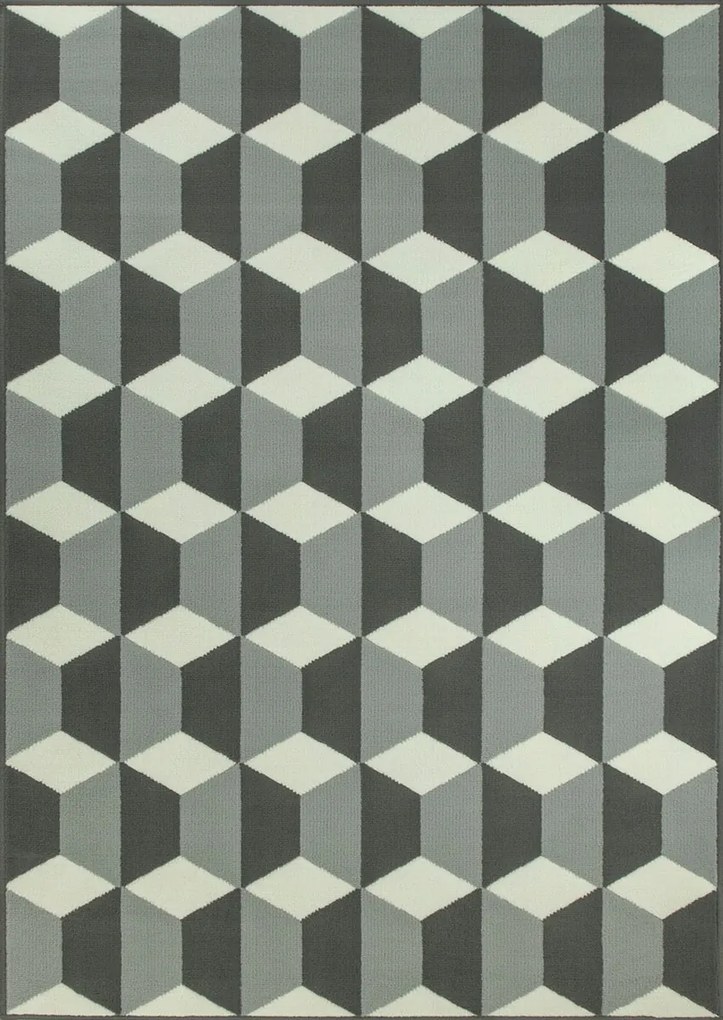 140x200 cm Olcsó Világos Szürke Szőnyeg Cubes Nappaliba