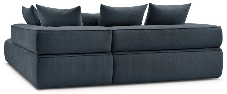 Sötétkék zsenília sarokkanapé (jobb oldali-L alakú) Whesley – Bobochic Paris