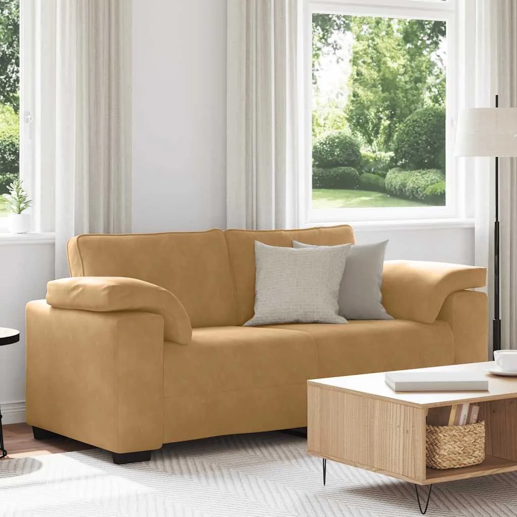 barna bársony loveseat kanapé 140 cm