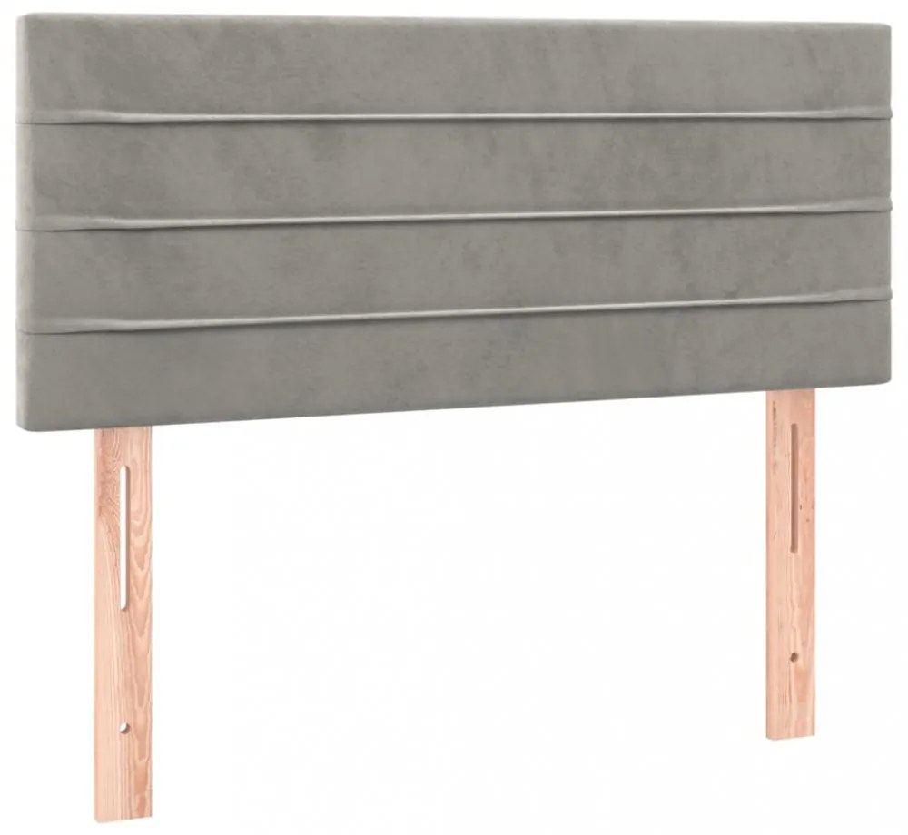 világosszürke bársony LED-es fejtámla 80 x 5 x 78/88 cm