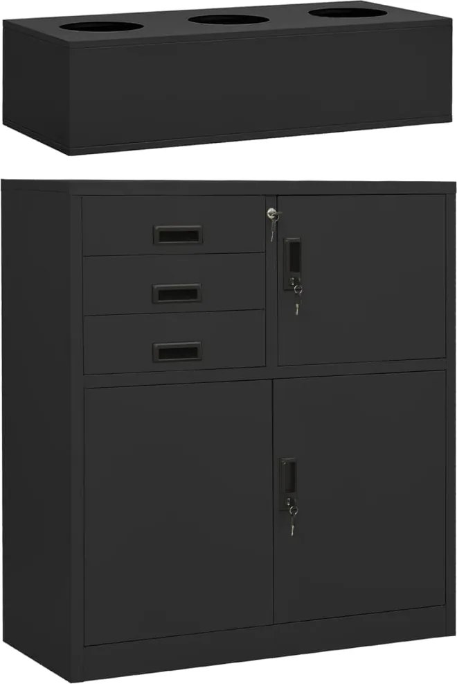 vidaXL antracitszürke acél irodai szekrény ültetőládával 90x40x125 cm