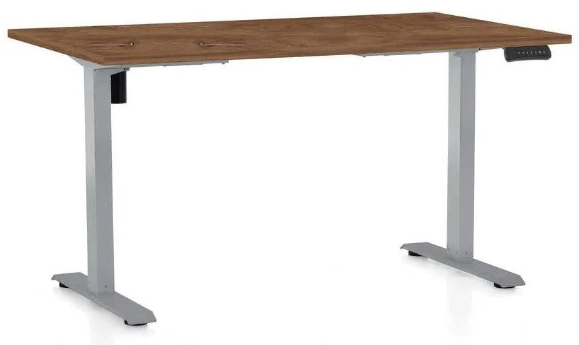 OfficeTech B állítható magasságú asztal, 120 x 80 cm, szürke alap, silverjack tölgy