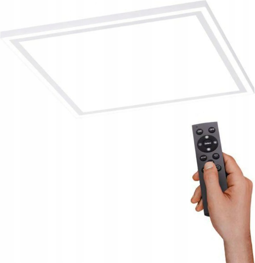 Led mennyezeti lámpa, szögletes, fehér, távirányítóval, 2700-5000 fényerőszabályozható