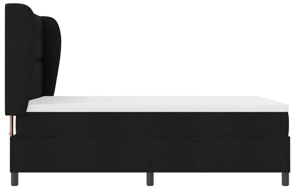 Boxspring Ágy Matraccal Fekete színben, 140x200 cm Szövet