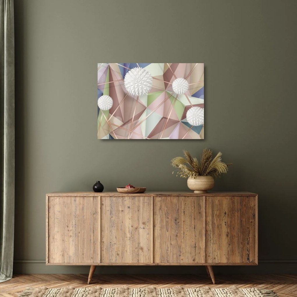 Kép - 3D absztrakció pasztell színekben (üvegen) (70x50 cm)