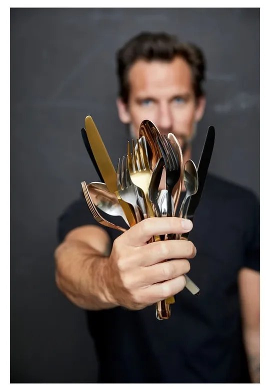 Matt ezüstszínű acél evőeszköz készlet 16 db-os – Bitz