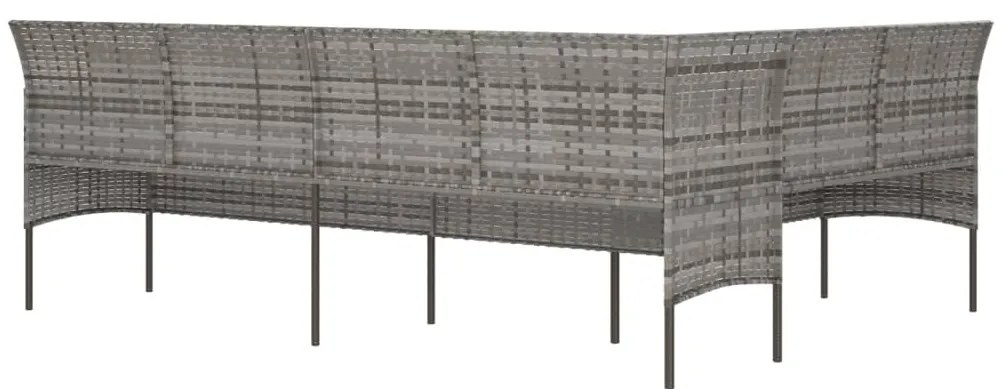 L-alakú szürke polyrattan kerti kanapé párnával