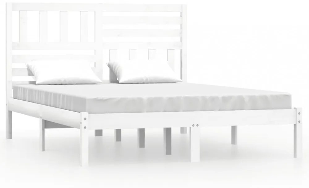 fehér tömör fenyőfa ágy matrac nélkül 150 x 200 cm