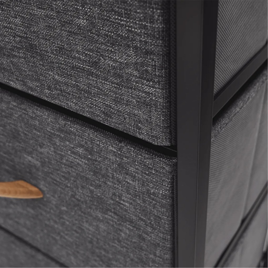 PALMERA szekrény szövet fiókokkal, fekete