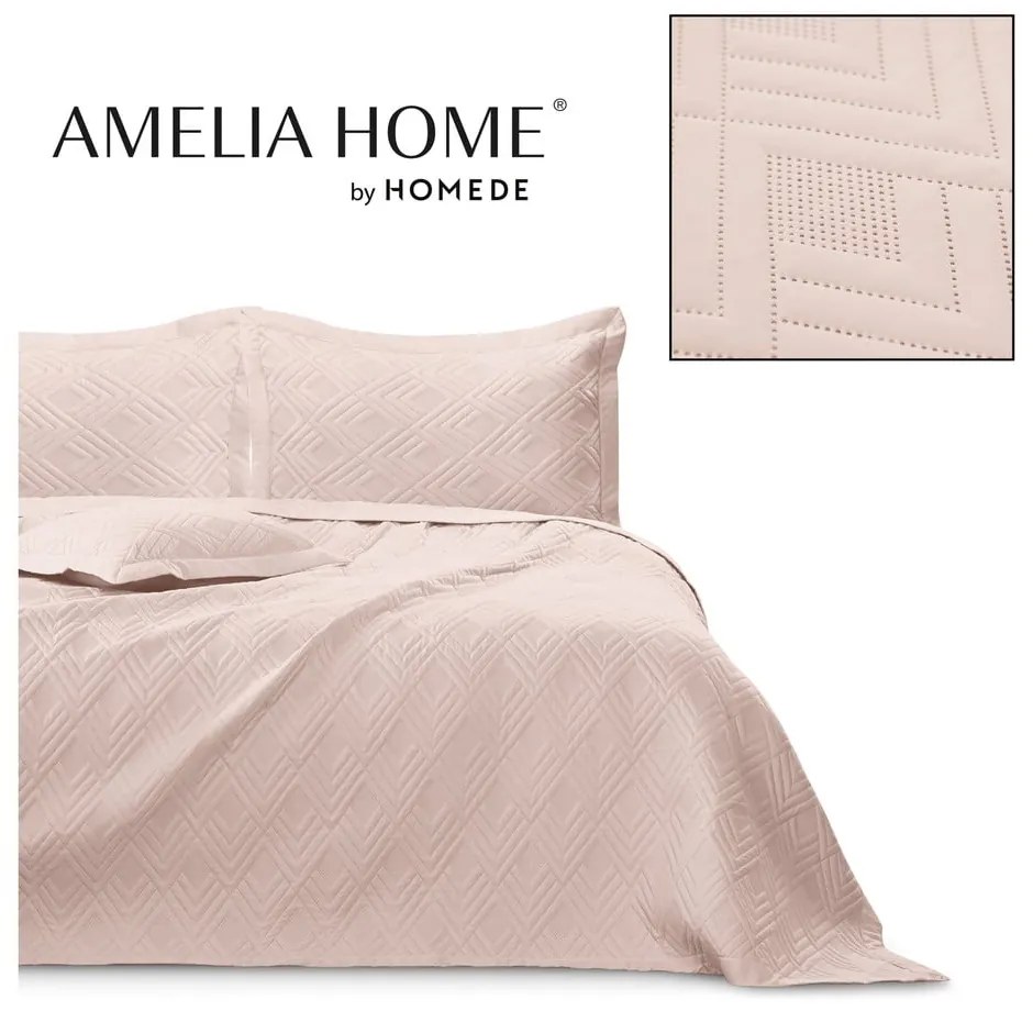 Világos rózsaszín mikroszálas steppelt ágytakaró 220x240 cm Ophelia – Restilo