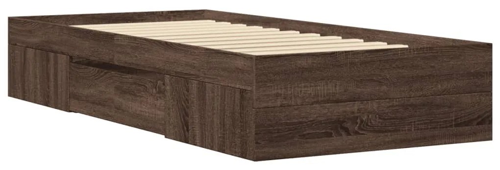 barna tölgy színű szerelt fa ágykeret matrac nélkül 100x200 cm
