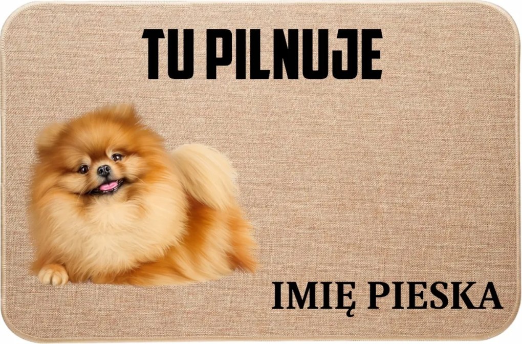 Lenvászon Lábtörlő Bejárat Itt Őrzi Név Spicc Miniatűr Pomeránia