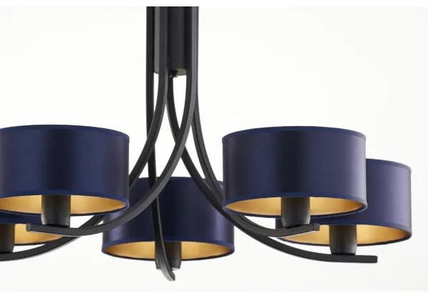 Jupiter 2101 - ARTHUR láncra akasztható csillár 5xE27/15W/230V kék/fekete