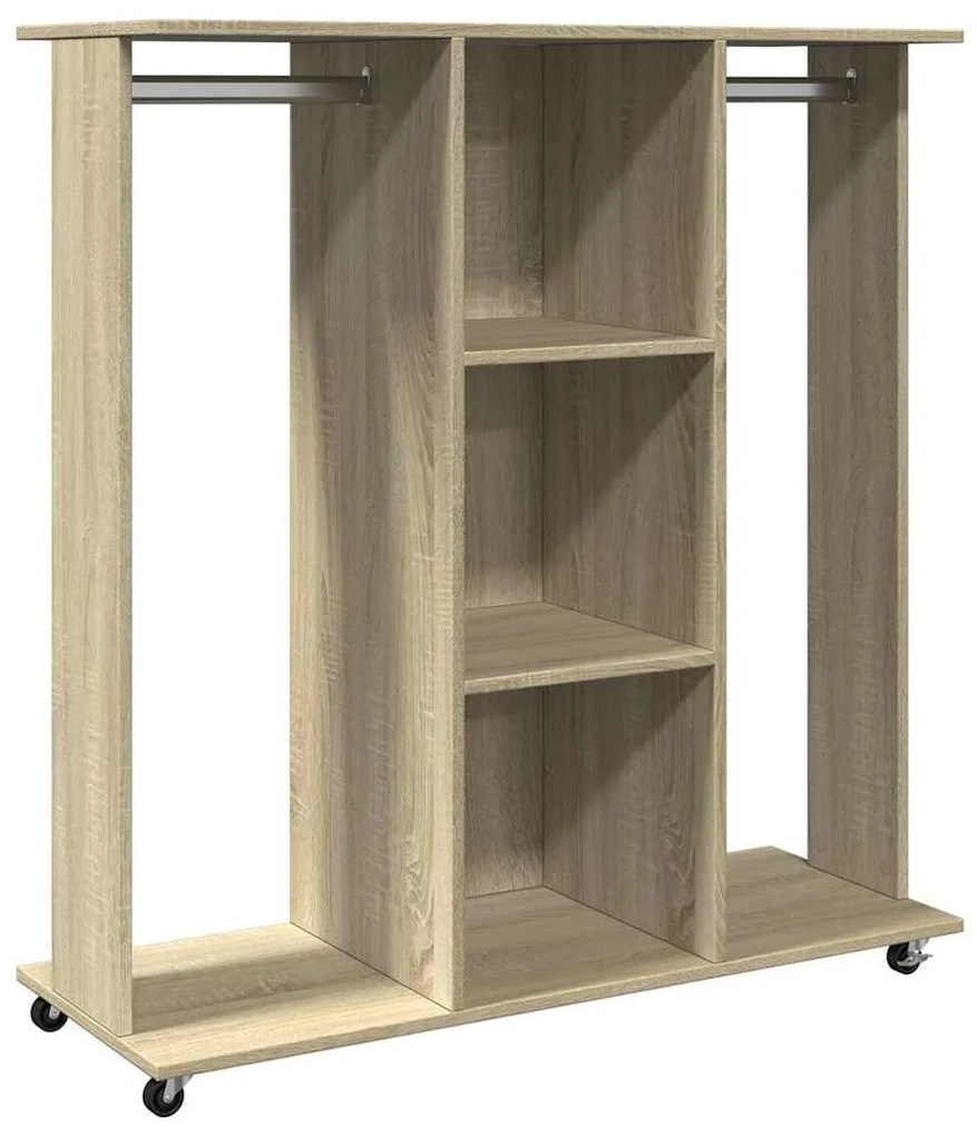 sonoma tölgy szerelt fa ruhásszekrény kerekekkel 102x38x110 cm