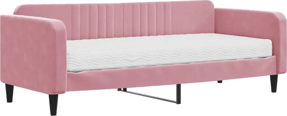 vidaXL rózsaszín bársony heverő matraccal 90 x 200 cm