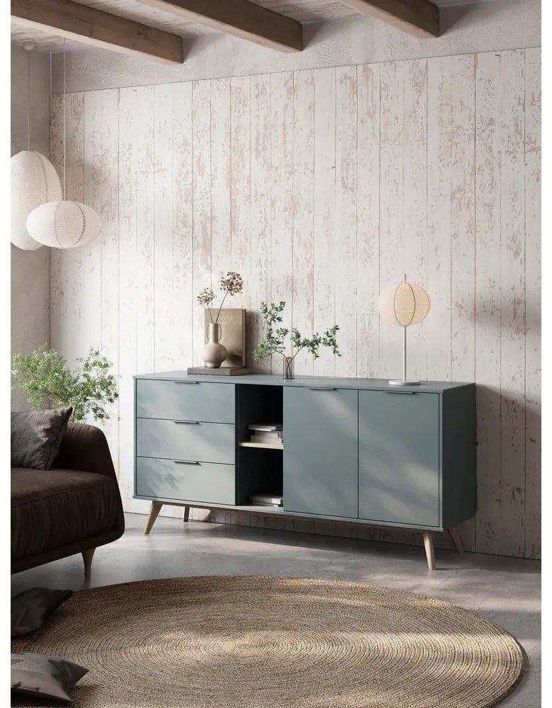 Szürkészöld komód 165x80x40 cm Pisco – Marckeric