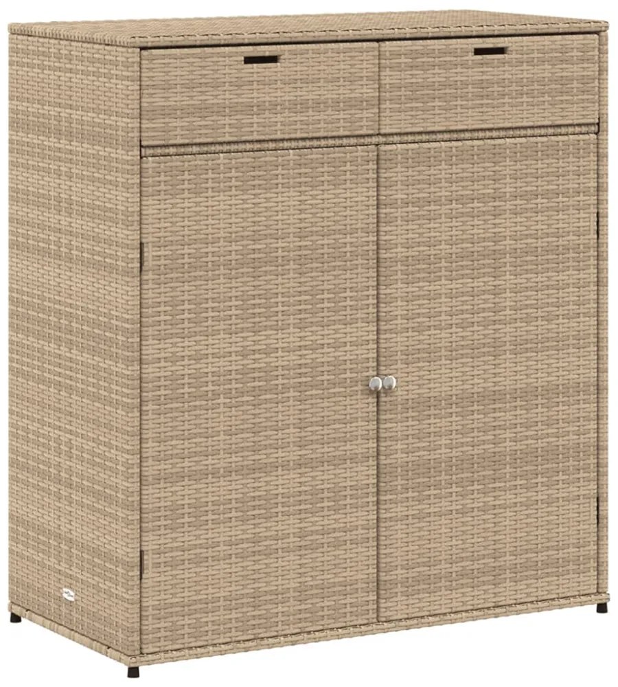 bézs polyrattan kerti tárolószekrény 105 x 55 x 113 cm