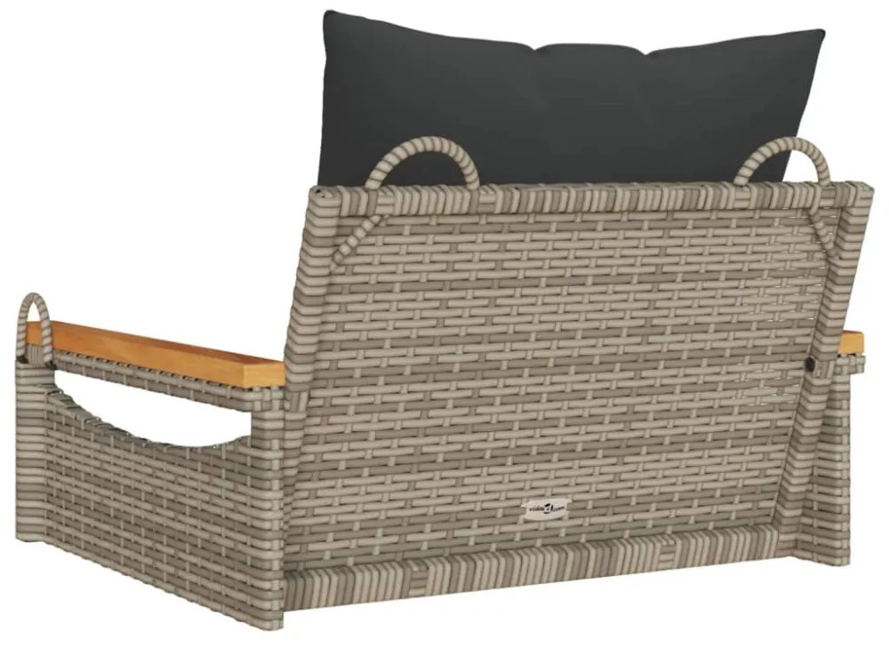 szürke polyrattan hintapad párnákkal 63 x 62 x 40 cm
