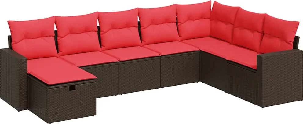 vidaXL 8 részes barna polyrattan kerti ülőgarnitúra párnákkal