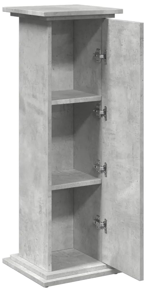 betonszürke szerelt fa bemutatóállvány tárolóval 31x30x90 cm