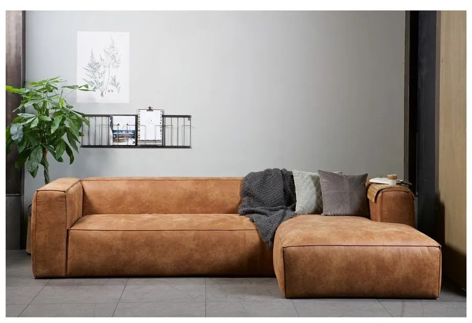 Bean barna jobb oldali sarokkanapé újrahasznosított bőrből - WOOOD