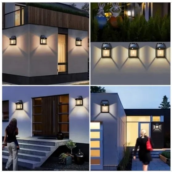 Napelemes kerti fali lámpa Solar Interaction YX-777 - fekete