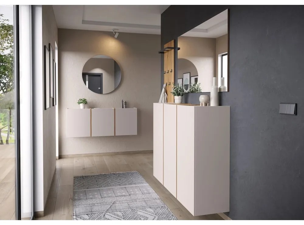 Krémszínű előszoba bútor 138x200x37 cm Libbiano – Germania