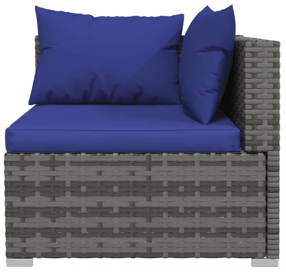 3 személyes szürke polyrattan kanapé párnákkal