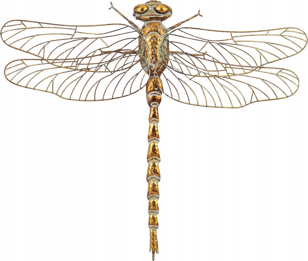 Szitakötő fém fali dekoráció – arany elegancia a belső térben