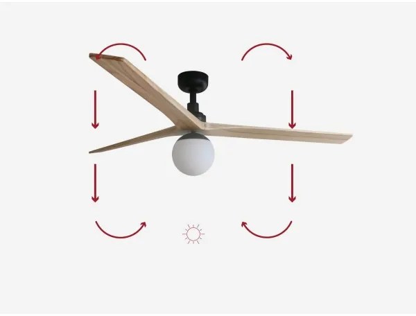 FARO 34282-11L - Mennyezeti ventilátor KLIM L 1xE27/15W/230V fenyő/fekete + távirányító