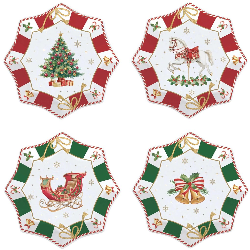 Karácsonyi porcelán kicsi desszertes tányér 4 db szett Ø 16 díszdobozban Christmas Tale