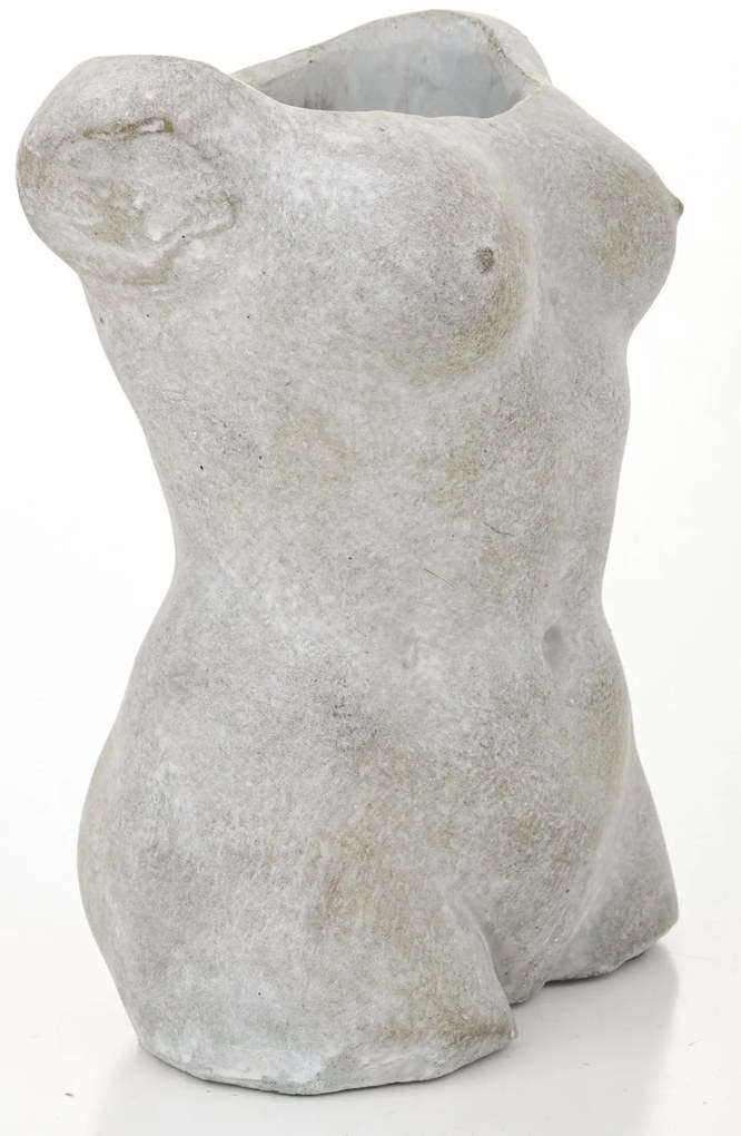 Cyrus design görög stílusú emberi test formájú szürke cement virágtartó kaspó váza 21x15x11cm