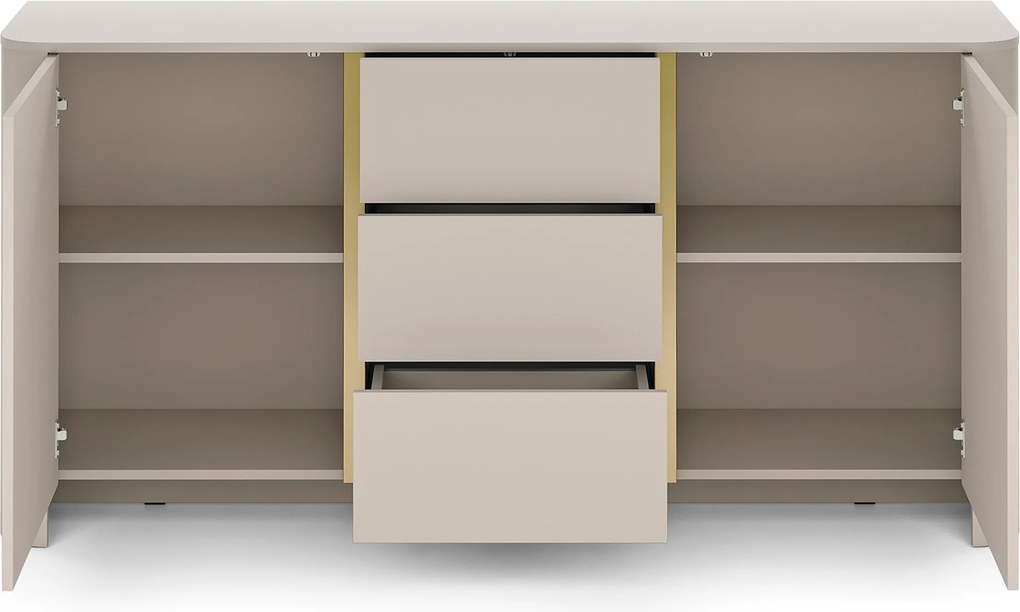 Sorrenti komód 168 cm fiókokkal – kasmír / arany